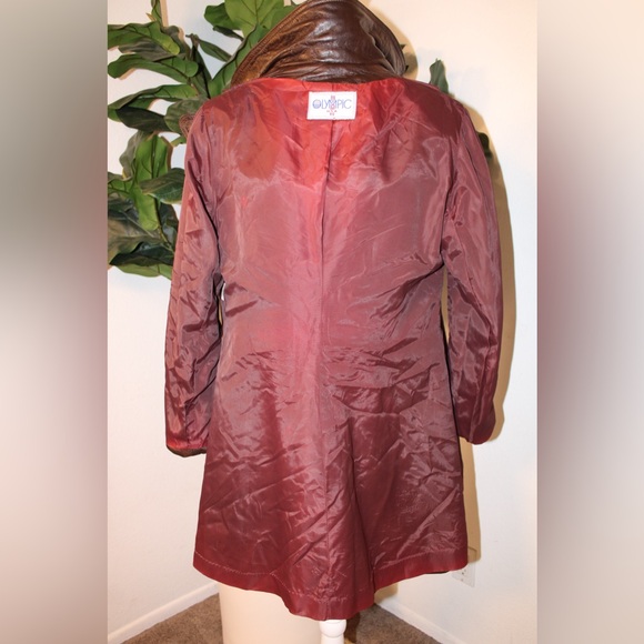 Vintage 1970s Olympic USA Genuine Leather Car Coat / Trench Coat - M/L - Picture 14 of 17